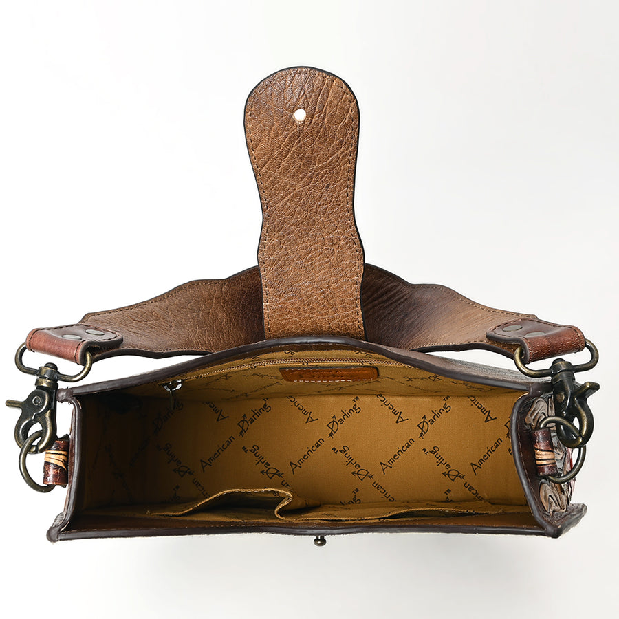 American Darling Hair-on Cowhide Hobo Bag for Women – Genuine Leather Western Shoulder Purse with Hand-Tooled Details and Wide Strap