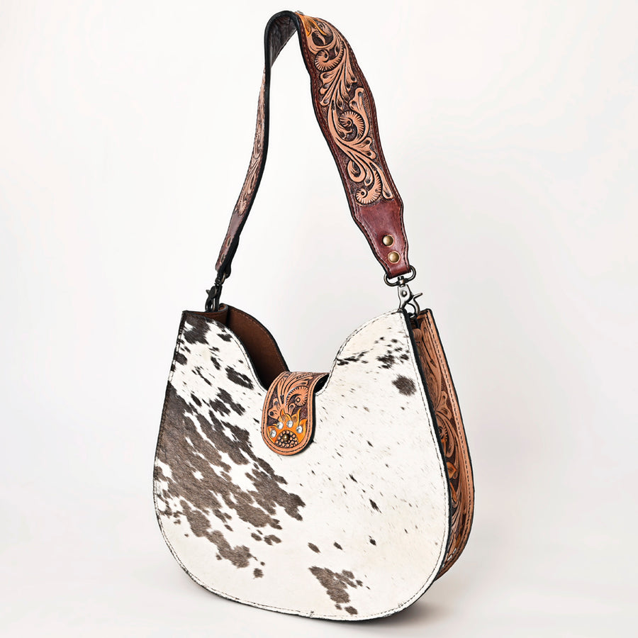 American Darling Hobo Hand Tooled Hair-On Genuine Leather women bag western handbag purse - Uhorse