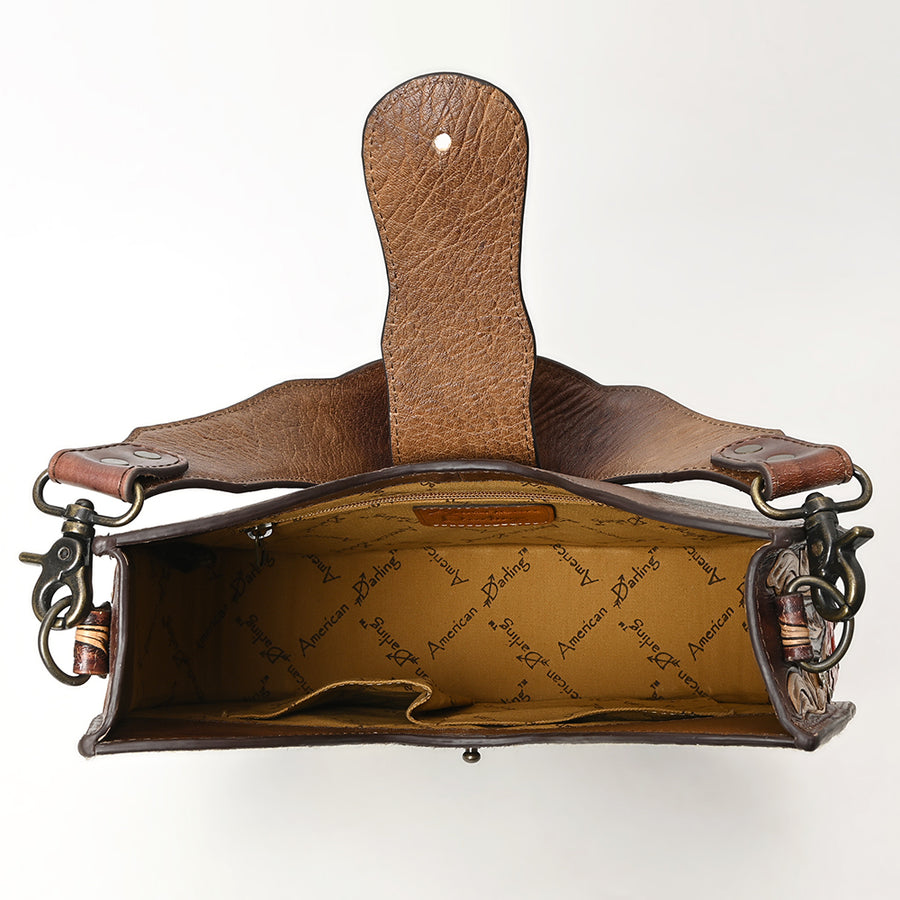 American Darling Hair-on Cowhide Western Hobo Bag – Genuine Leather Hand-Tooled Floral Design and Comfort Shoulder Strap