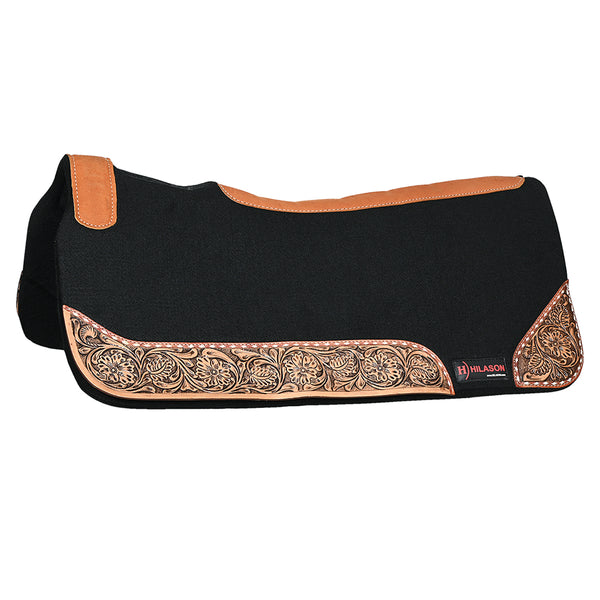 32" X 30" Hilason Horse Saddle PAD Western Contoured Wool Felt Moisture Wicking Black - Uhorse