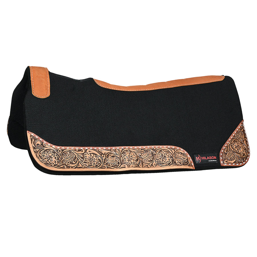 32" X 30" Hilason Horse Saddle PAD Western Contoured Wool Felt Moisture Wicking Black - Uhorse