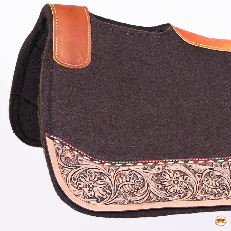 32" X 30" Hilason Horse Saddle PAD Western Contoured Wool Felt Moisture Wicking Brown
