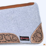 32" X 30" Hilason Horse Western Contoured Wool Felt Therapeutic Saddle Pad Grey