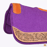 32" X 30" Hilason Horse Saddle PAD Western Contoured Wool Felt Therapeutic Purple