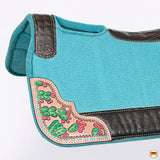 32" X 30" Hilason Horse Western Contoured Wool Felt Therapeutic Saddle Pad Turquoise