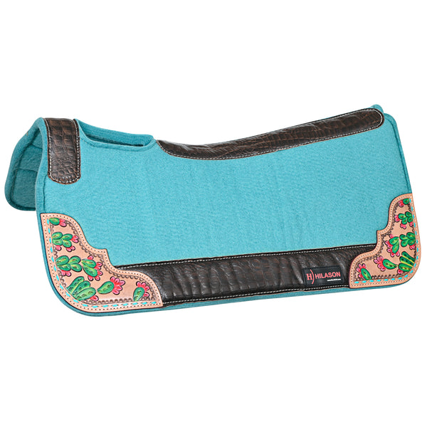 32" X 30" Hilason Horse Western Contoured Wool Felt Therapeutic Saddle Pad Turquoise - Uhorse