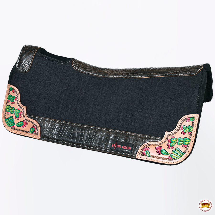 HILASON Western Wool Felt Horse Saddle Pad W/ Distressed Wear Leather | for Horses