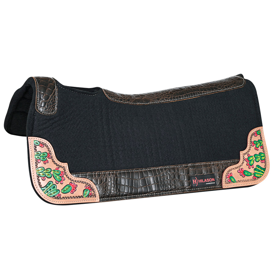 32" X 34" Hilason Horse Western Contoured Wool Felt Therapeutic Saddle Pad Black - Uhorse