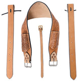 Comfytack Horse Saddle Flank Cinch Girth Handtooled Leather W/ Billets Antique Tan