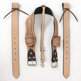 Comfytack Horse Saddle Flank Cinch Girth Handtooled Leather W/ Billets Antique Tan