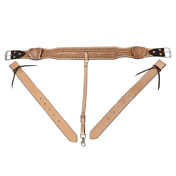 Comfytack H. Saddle Flank Cinch Girth Handtooled Leather W/ Billets by Hilason – Cowboy and equestrian accessories