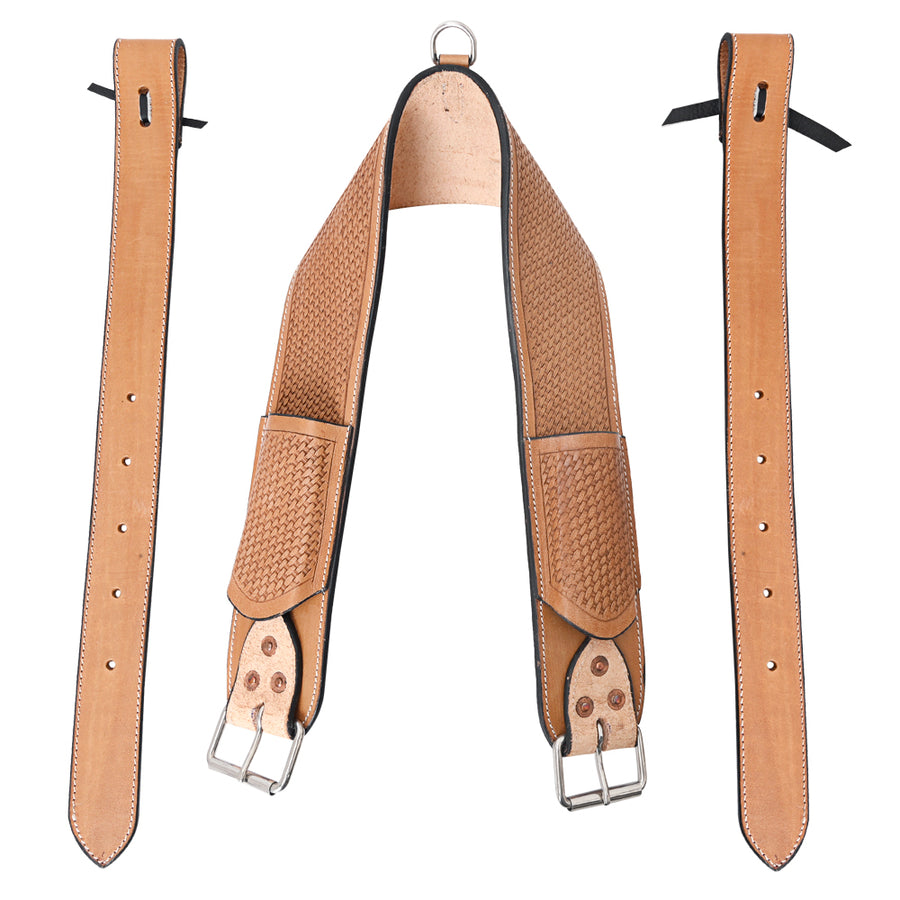 Comfytack Horse Western Tooled Padded Leather Rear Flank Back Saddle Cinch Billets - Uhorse