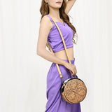 American Darling Canteen Bag Hand Tooled Hair on Genuine Leather Western Women | Handbag Purse