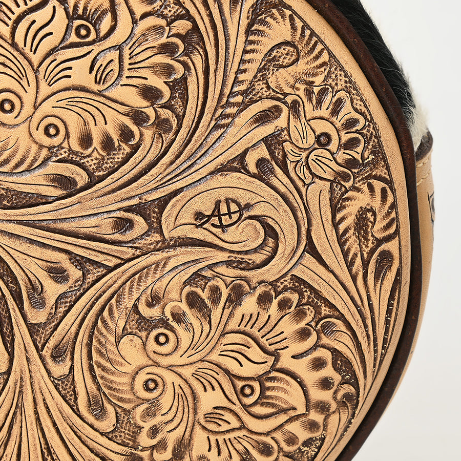 American Darling Canteen Bag Hand Tooled Hair on Genuine Leather Western Women | Handbag Purse