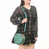 American Darling Canteen Bag Hand Tooled Hair on Genuine Leather Western Women | Handbag Purse