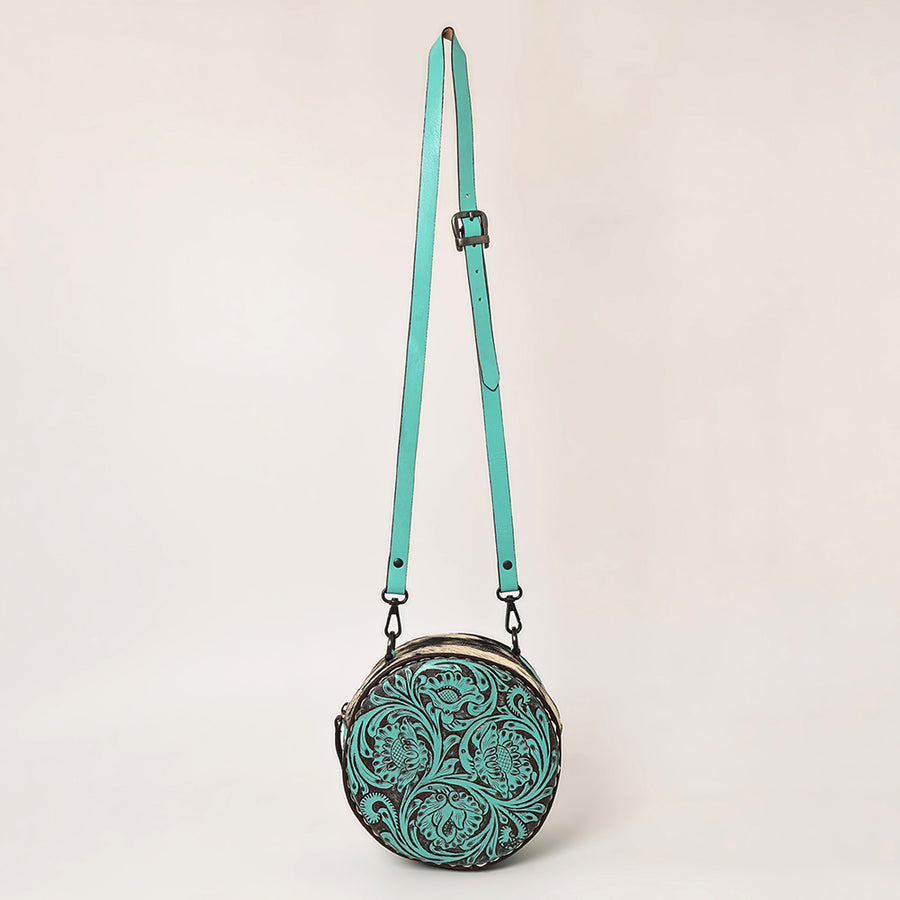 American Darling Canteen Bag Hand Tooled Hair on Genuine Leather Western Women | Handbag Purse
