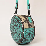 American Darling Canteen Bag Hand Tooled Hair on Genuine Leather Western Women | Handbag Purse
