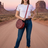 American Darling Canteen Bag Hand Tooled Hair on Genuine Leather Western Women | Handbag Purse