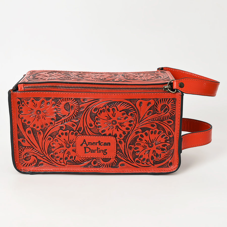 American Darling Toiletry Hand Tooled Genuine Leather Western Women Bag | Handbag Purse