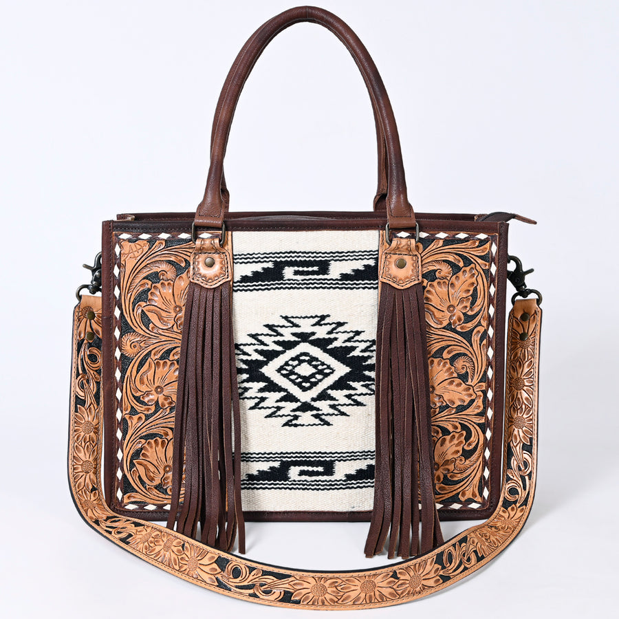 American Darling Briefcase Hand Tooled Hair On Genuine Leather Western Women Bag Handbag | for Cute Laptop