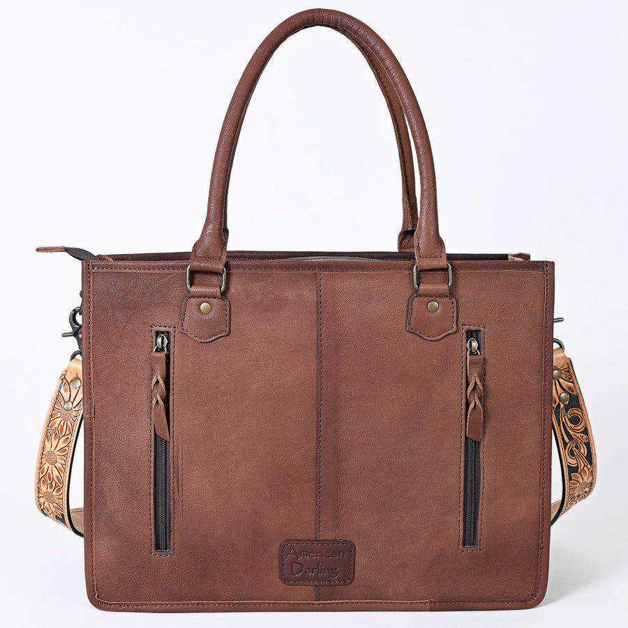 American Darling Briefcase Hand Tooled Hair On Genuine Leather Western Women Bag Handbag | for Cute Laptop