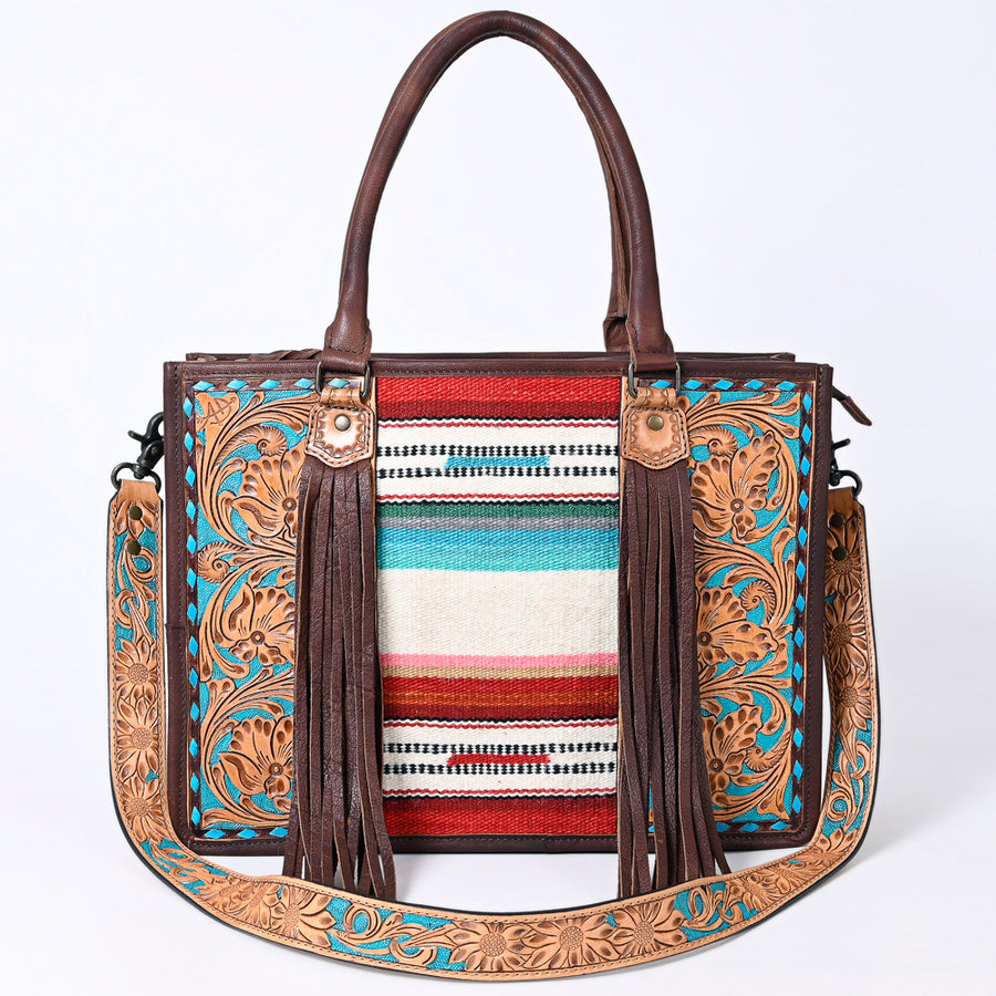 American Darling Briefcase Hand Tooled Hair On Genuine Leather Western Women Bag Handbag | for Cute Laptop