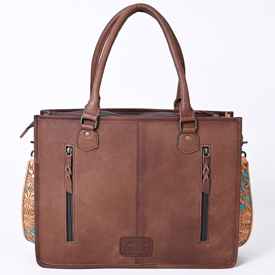 American Darling Briefcase Hand Tooled Hair On Genuine Leather Western Women Bag Handbag | for Cute Laptop