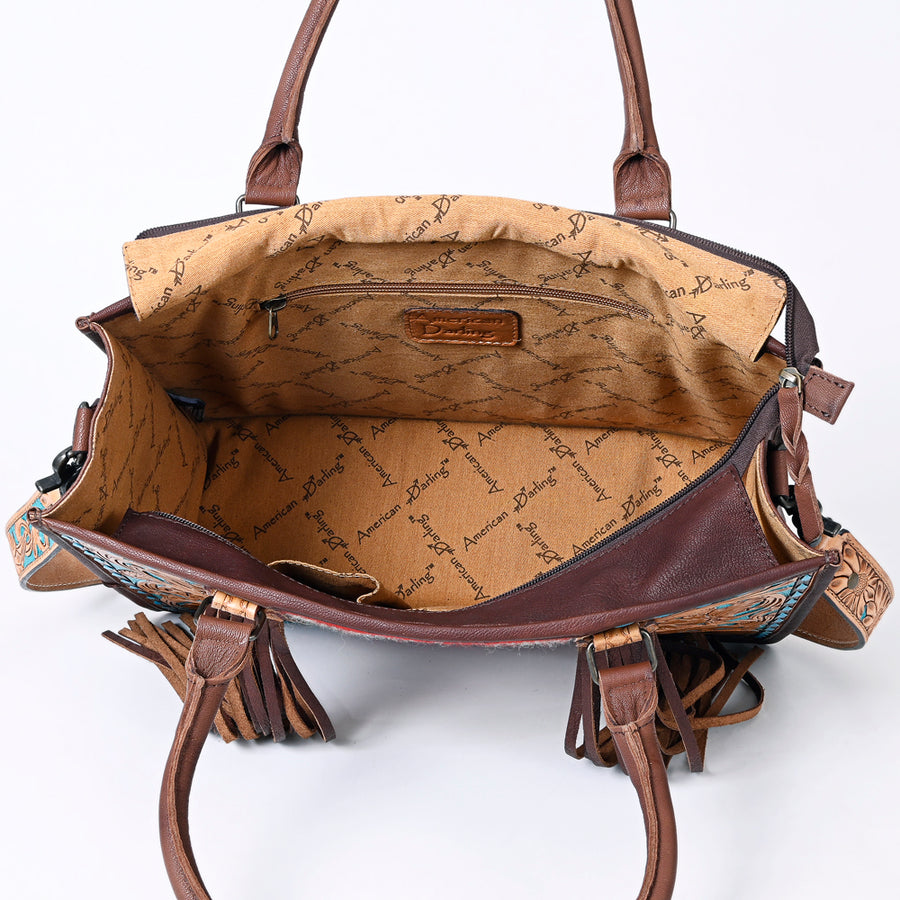 American Darling Briefcase Hand Tooled Hair On Genuine Leather Western Women Bag Handbag | for Cute Laptop