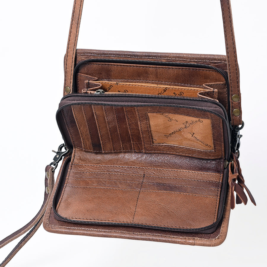 American Darling Organiser Bag Handcrafted from Crocodile Embossed Genuine Leather with YKK Zipper and Detachable Strap