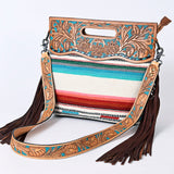 American Darling Clutch Hand Tooled Saddle Blanket Fabric Genuine Leather Western Women Bag Handbag Purse | Purses for Cute