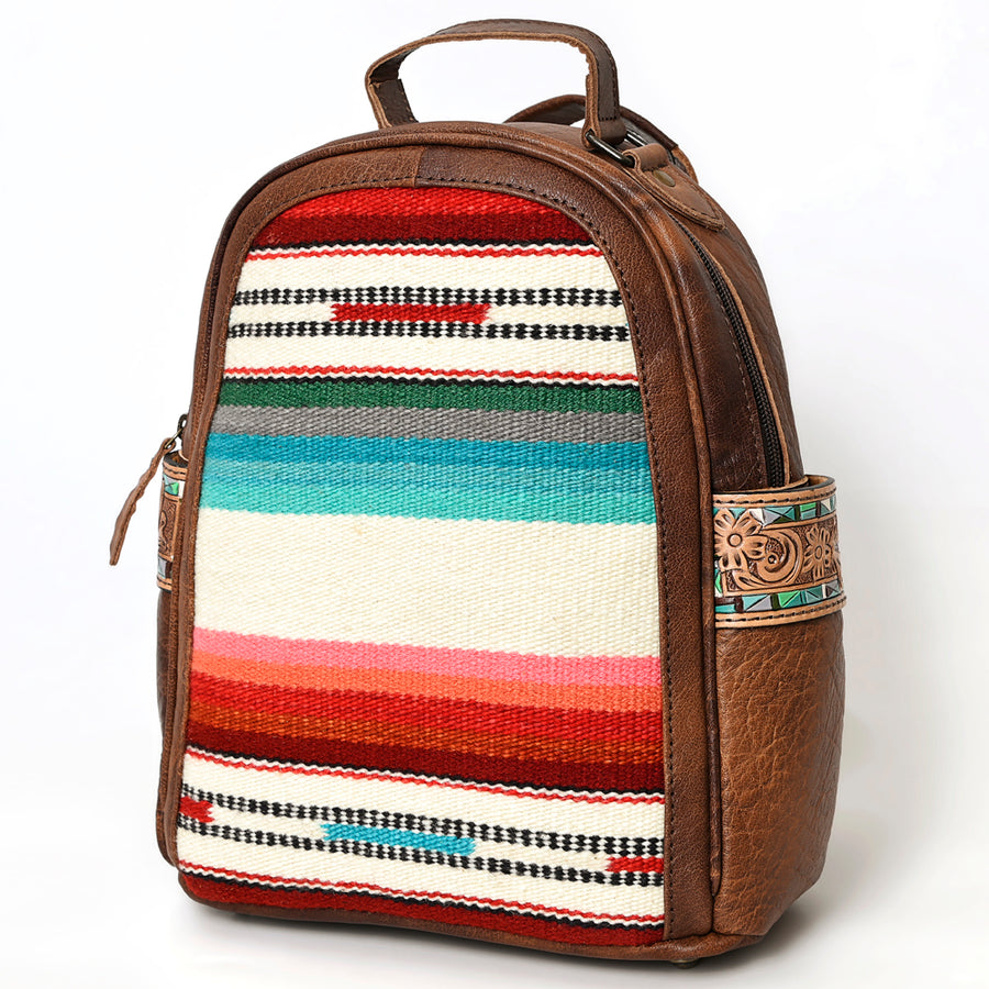 American Darling Backpack Hand Tooled Saddle Blanket Genuine Leather Western Women Bag | for Laptop School Purse - Uhorse