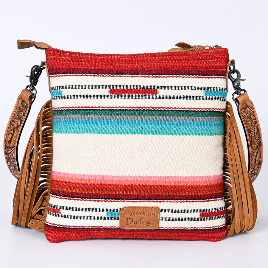 American Darling Messenger Hand Tooled Hair On Genuine Leather Western Women Bag Handbag Purse | Cute