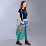 American Darling Messenger Hand Tooled Hair-On Genuine Leather women bag western handbag purse