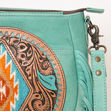 American Darling Messenger Hand Tooled Hair-On Genuine Leather women bag western handbag purse