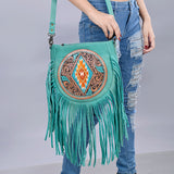 American Darling Messenger Hand Tooled Hair-On Genuine Leather women bag western handbag purse