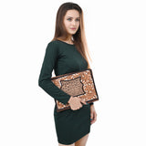 American Darling Portfolio Bag Beautifully Hand Tooled Crocodile embossed Genuine Leather women bag western handbag purse