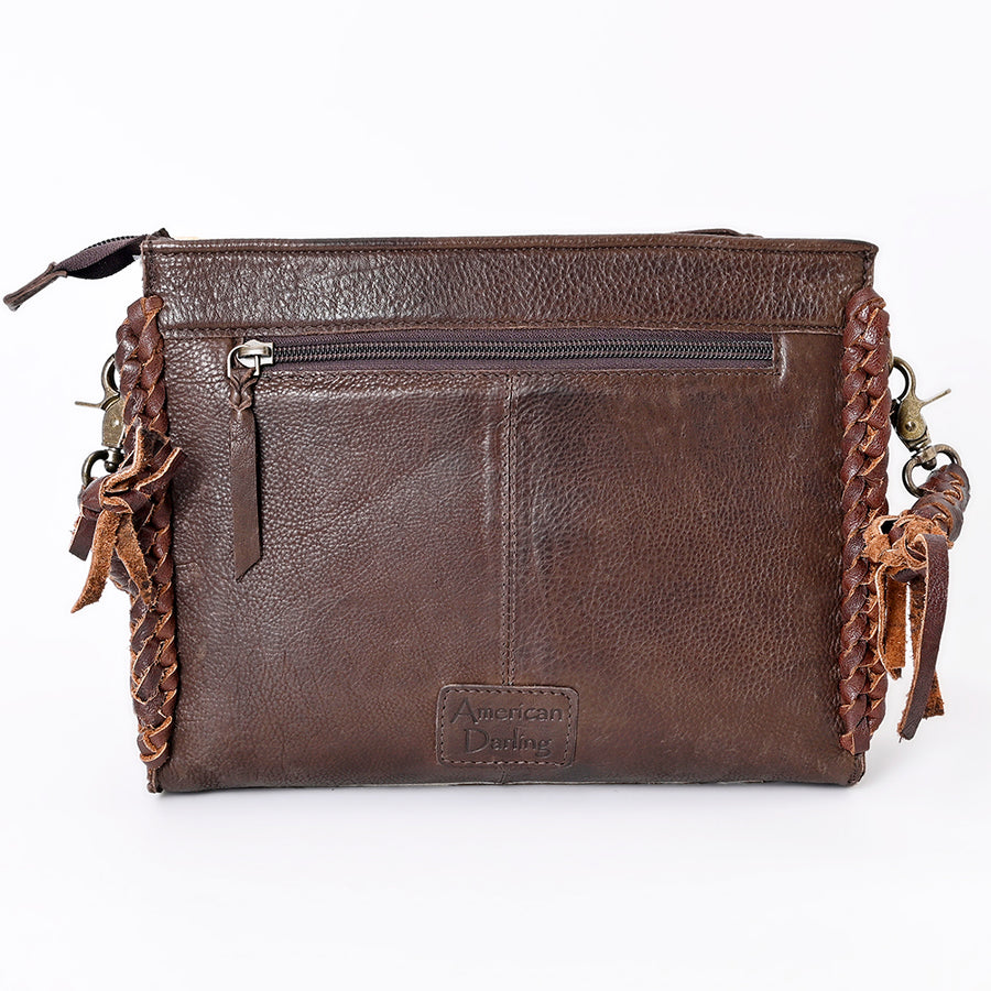 American Darling Cross body Bag Western Genuine Leather Handcrafted Purse with Turquoise Stone and Braided Detail