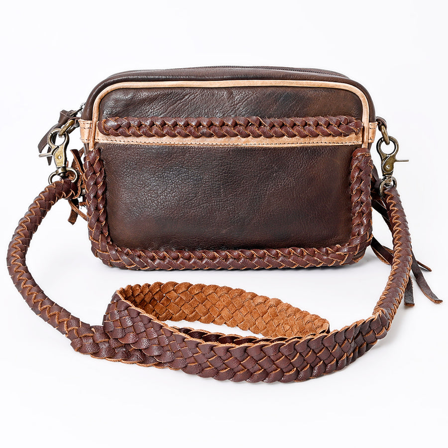 American Darling Small Cross body Bag Western Genuine Leather Handcrafted Purse with Braided Detail and YKK Zipper
