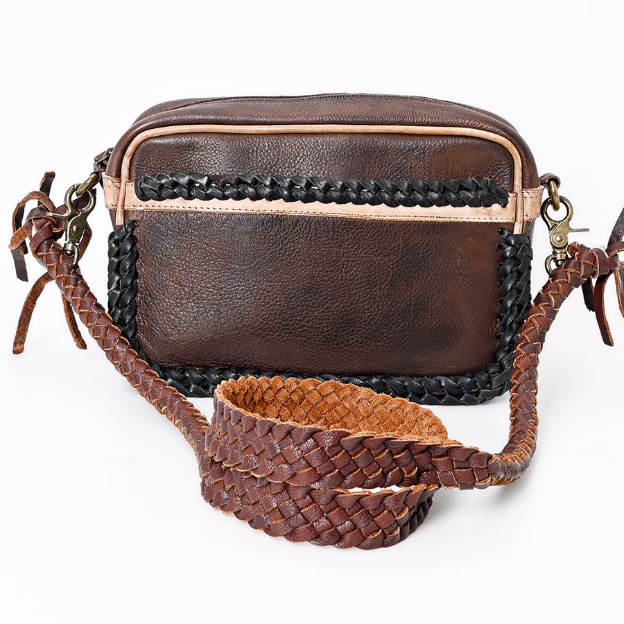 American Darling Small Cross body Bag Western Genuine Leather Handcrafted Purse with Braided Detail and YKK Zipper