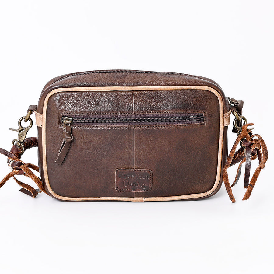 American Darling Small Cross body Bag Western Genuine Leather Handcrafted Purse with Braided Detail and YKK Zipper