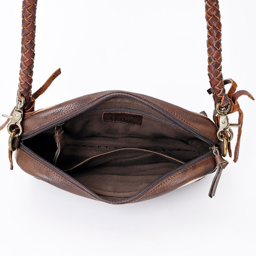 American Darling Small Cross body Bag Western Genuine Leather Handcrafted Purse with Braided Detail and YKK Zipper