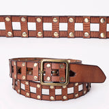 American Darling Beautifully Brown American Genuine Full Grain Leather Belt Men and Women Western Belt with Removable Buckle
