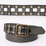 American Darling Beautifully Dark Olive American Genuine Full Grain Leather Belt Men and Women Western Belt with Removable Buckle