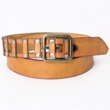 American Darling Beautifully Tan American Genuine Full Grain Leather Belt Men and Women Western Belt with Removable Buckle