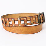 American Darling Beautifully Tan American Genuine Full Grain Leather Belt Men and Women Western Belt with Removable Buckle