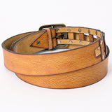 American Darling Beautifully Tan American Genuine Full Grain Leather Belt Men and Women Western Belt with Removable Buckle