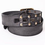 American Darling Beautifully Black American Genuine Full Grain Leather Belt Men and Women Western Belt with Removable Buckle