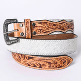 American Darling ADBLF203-L Beautifully Hand Tooled Hair-On Genuine American Leather Belt Men and  Women