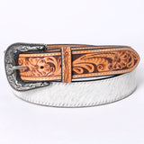 American Darling ADBLF203-L Beautifully Hand Tooled Hair-On Genuine American Leather Belt Men and  Women