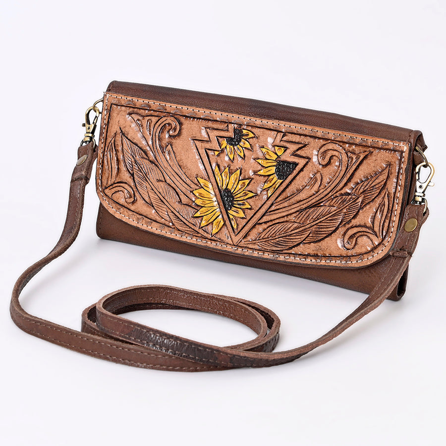 American Darling Wallet Hand Tooled Genuine Leather Western Women Bag | Handbag Purse Wristlet Travel Clutch - Uhorse